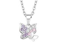 Prinzessin Lillifee Kette mit Anhänger 925 Sterling Silber Mädchen Kinder Halsschmuck, mit Zirkonia synth., 35+3 cm, Lila, Schmetterling, Kommt in Schmuck Geschenk Box, 2021103
