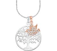Kette und Anhänger Set AMOR "Lebensbaum/Taube", rosa (silber, 925, roségoldfarben, kristallweiß), Schmuck_Sets, Damen, Silber 925 (Sterlingsilber), Kette und Anhänger Set, mit Zirkonia (synth.) (11697