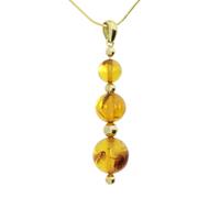 Kette mit Anhänger OSTSEE-SCHMUCK "Ostsee-Schmuck Kette mit Anhänger Kugel 8/10/12 mm" Gr. 42, gold, Halsketten, Damen, 42cm, Gelbgold 333, L: 42 (27503530-42) gold