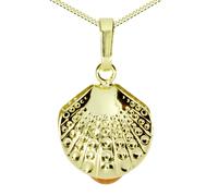 Kette und Anhänger Set OSTSEE-SCHMUCK "- Muschel - Gold 333/000 - Bernstein" Gr. 45, gold (gold 333, goldfarben, gelb), Schmuck_Sets, Damen, 45, Gelbgold 333 (46733519-45) gold 333, goldfarben, gelb