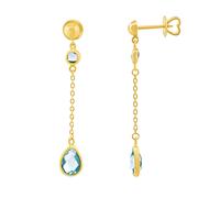Ketten-Ohrringe aus Gelbgold 585 mit echtem Swiss Blue Topas Lawan