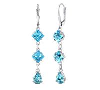 Ketten Ohrringe aus Silber 925 mit blauen Swarovski® Crystals Aquamarine