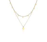 Ketten-Set ELLI "Set Erbskette Plättchen Quadrat (2 tlg) 925 Silber" Gr. 40, gold, Halsketten, Damen, 40, ohne Stein, Silber 925 (Sterlingsilber), L: 40, Ketten-Set (96243720-40)