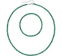 Ketten und Armband Set FIRETTI "Multipack Schmuck Geschenk Armkette Halskette", bunt (silberfarben, grün, grün), Schmuck_Sets, Damen, Elasthan, Messing, Polyester, facettierte Edelsteine (35301745-0) 