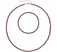 Ketten und Armband Set FIRETTI "Multipack Schmuck Geschenk Armkette Halskette", bunt (silberfarben, rot, rot), Schmuck_Sets, Damen, Elasthan, Messing, Polyester, facettierte Edelsteine (85683443-0) si