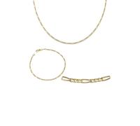 Ketten und Armband Set FIRETTI "Multipack Schmuck Geschenk Gold 333 Halskette Armkette Figarokette" Gr. 60, gold (gelbgoldfarben), Schmuck_Sets, Damen, 60, Gelbgold 333 (91305222-60) gelbgoldfarben