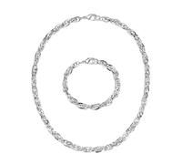 Ketten und Armband Set FIRETTI "Multipack Schmuck Geschenk Messing Armkette Halskette" Gr. 45, silber (silberfarben), Schmuck_Sets, Damen, 45, Messing, glänzend (35709105-45) silberfarben