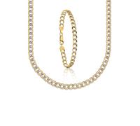 Ketten und Armband Set FIRETTI "Multipack Schmuck Geschenk Silber 925 Halskette Armkette Panzerkette" Gr. 45, gold (silberfarben, gelbgoldfarben), Schmuck_Sets, Damen, 45, Silber 925 (Sterlingsilber)