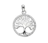 Kettenanhänger ADELIA´S "Damen 925 Silber Anhänger Lebensbaum mit Zirkonia Ø 18,8 mm", silber, Schmuckanhänger, Damen, Silber 925 (Sterlingsilber), Kettenanhänger, mit Zirkonia für Damen (59705224-0)