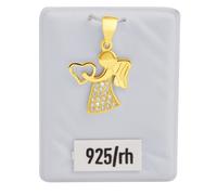 Kettenanhänger ADELIA´S "Damen Anhänger - Engel Herzanhänger aus 925 Silber mit Zirkonia", gold, Schmuckanhänger, Damen, Silber 925 (Sterlingsilber), Kettenanhänger, Zum Verschenken an Menschen, die I