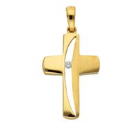 Kettenanhänger ADELIA´S "Damen Gold Schmuck 333 Gold Kreuz Anhänger mit Zirkonia", gold, Schmuckanhänger, Damen, mit Zirkonia, Gold, Kettenanhänger, mit Zirkonia Goldschmuck für Damen & Herren (774154