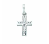 Kettenanhänger ADELIA´S "Damen Gold Schmuck 333 Weißgold Kreuz Anhänger mit Zirkonia", silber, Schmuckanhänger, Damen, mit Zirkonia, Gold, Kettenanhänger, mit Zirkonia Goldschmuck für Damen & Herren (
