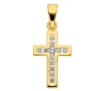 Kettenanhänger ADELIA´S "Damen Gold Schmuck 375 Gold Kreuz Anhänger mit Zirkonia", gold, Schmuckanhänger, Damen, mit Zirkonia, Gold, Kettenanhänger, mit Zirkonia Goldschmuck für Damen & Herren (352355