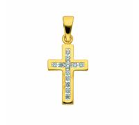 Kettenanhänger ADELIA´S "Damen Gold Schmuck 585 Gold Kreuz Anhänger mit Zirkonia", gold, Schmuckanhänger, Damen, mit Zirkonia, Gold, Kettenanhänger, mit Zirkonia Goldschmuck für Damen & Herren (766140