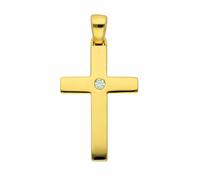 Kettenanhänger ADELIA´S "Damen & Herren 585 Gold Kreuz Anhänger mit Diamant Brillant", gold, Schmuckanhänger, Damen, 0,03 VVS = sehr sehr kleine Einschlüsse mit Brillant, Diamanten Gelbgold 585 Gold, 