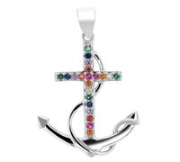Kettenanhänger ADELIA´S "moderner Anker Anhänger aus 925 Sterling Silber", bunt, Schmuckanhänger, Damen, Silber 925 (Sterlingsilber), Kettenanhänger (59701132-0) bunt