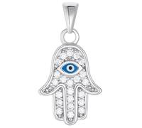 Amor Motivanhänger für Damen, 925 Sterling Silber, Zirkonia synth., Glas | Hamsa Hand, silber Silber