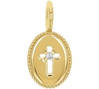Kettenanhänger AMOR "Kreuz", gold (gelbgoldfarben, kristallweiß, kristallweiß), Schmuckanhänger, Damen, Silber 925 (Sterlingsilber), 0,49 g, Kettenanhänger, mit Zirkonia (synth.) (42851126-0) gelbgold