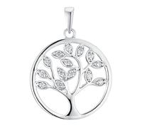 Kettenanhänger AMOR "Lebensbaum", silber (silberfarben, kristallweiß, kristallweiß), Schmuckanhänger, Damen, Silber 925 (Sterlingsilber), 3 g, Kettenanhänger, mit Zirkonia (synth.) (55279935-0) silber