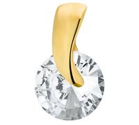 Kettenanhänger AMOR "Solitär-Optik", gold (gelbgoldfarben, kristallweiß, kristallweiß), Schmuckanhänger, Damen, Gelbgold 585, 0,81 g, Kettenanhänger, mit Zirkonia (synth.) (47649750-0) gelbgoldfarben,