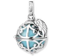 Kettenanhänger ENGELSRUFER "Schmuck Geschenk Engelsrufer Relaunch mit Flügelanhänger" Gr. M, blau (silberfarben, perlmuttfarben, türkis), Schmuckanhänger, Damen, M, Messing Silber 925 (Sterlingsilber)