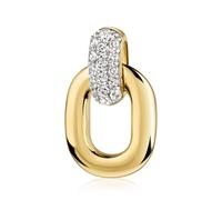 Kettenanhänger FIRETTI "Schmuck Geschenk Gold 333 Halsschmuck Anhänger Drop bicolor", gelbgoldfarben, weißgoldfarben, kristallweiß, kristallweiß, Schmuckanhänger, Damen, Gelbgold 333, 2,7 g, Kettenanh