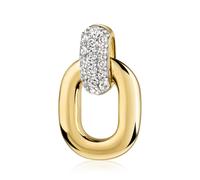 Kettenanhänger FIRETTI "Schmuck Geschenk Gold 333 Halsschmuck Anhänger Drop bicolor", gelbgoldfarben, weißgoldfarben, kristallweiß, kristallweiß, Schmuckanhänger, Damen, Gelbgold 333, 2,7 g, Kettenanh