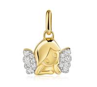 Kettenanhänger FIRETTI "Schmuck Geschenk Gold 333 Halsschmuck Anhänger Engel", gelbgoldfarben, weißgoldfarben, kristallweiß, kristallweiß, Schmuckanhänger, Damen, Gelbgold 333, 1,43 g, Kettenanhänger,