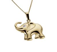 Ketten-Anhänger FIRETTI "Schmuck Geschenk Gold 333 Halsschmuck Anhänger für Halskette Elefant", weiß (gelbgoldfarben, silberfarben, weiß, w=weiß), Schmuckanhänger, Mädchen, 0,005 ct P2 = erkennbare Ei
