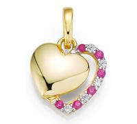 Kettenanhänger FIRETTI "Schmuck Geschenk Gold 333 Halsschmuck Anhänger für Halskette Herz", rosa (gelbgoldfarben, weißgoldfarben, kristallweiß, rot, kristallweiß, rot), Schmuckanhänger, Damen, Gelbgol