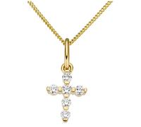 Kettenanhänger FIRETTI "Schmuck Geschenk Gold 333 Halsschmuck Anhänger für Halskette Kreuz", gold (gelbgoldfarben, kristallweiß, kristallweiß), Schmuckanhänger, Damen, Gelbgold 333, 0,5 g, Kettenanhän