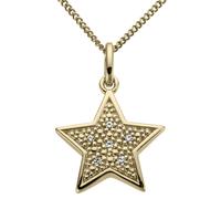 Kettenanhänger FIRETTI "Schmuck Geschenk Gold 333 Halsschmuck Anhänger für Halskette Stern", gold (gelbgoldfarben, weiß, wweiß), Schmuckanhänger, Damen, 0,02 P2 = erkennbare Einschlüsse, Diamanten Gel