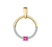 Kettenanhänger FIRETTI "Schmuck Geschenk Gold 333 Halsschmuck Anhänger Kreis rund", gelbgoldfarben, weißgoldfarben, rot, kristallweiß, rot, kristallweiß, Schmuckanhänger, Damen, Gelbgold 333, 0,9 g, K