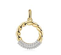 Kettenanhänger FIRETTI "Schmuck Geschenk Gold 333 Halsschmuck Anhänger Kreis rund Kordel", gelbgoldfarben, weißgoldfarben, kristallweiß, kristallweiß, Schmuckanhänger, Damen, Gelbgold 333, 1,31 g, Ket