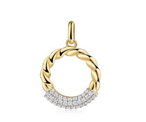 Kettenanhänger FIRETTI "Schmuck Geschenk Gold 333 Halsschmuck Anhänger Kreis rund Kordel", gelbgoldfarben, weißgoldfarben, kristallweiß, kristallweiß, Schmuckanhänger, Damen, Gelbgold 333, 1,31 g, Ket