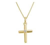 Kettenanhänger FIRETTI "Schmuck Geschenk Gold 333 Halsschmuck Anhänger Kreuz", gelbgoldfarben, weißgoldfarben, w = weiß, Schmuckanhänger, Damen, 0,01 P2 = erkennbare Einschlüsse, Diamanten Gelbgold 33