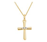 Kettenanhänger FIRETTI "Schmuck Geschenk Gold 333 Halsschmuck Anhänger Kreuz", gelbgoldfarben, weißgoldfarben, w = weiß, Schmuckanhänger, Damen, 0,02 P2 = erkennbare Einschlüsse, Diamanten Gelbgold 33