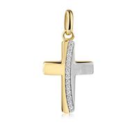 Kettenanhänger FIRETTI "Schmuck Geschenk Gold 333 Halsschmuck Anhänger Kreuz", gelbgoldfarben, weißgoldfarben, kristallweiß, kristallweiß, Schmuckanhänger, Damen, Gelbgold 333, 0,93 g, Kettenanhänger,
