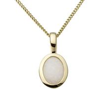 Kettenanhänger FIRETTI "Schmuck Geschenk Gold 333 Halsschmuck Anhänger oval", gold (gelbgoldfarben, weiß, weiß), Schmuckanhänger, Damen, Gelbgold 333, 0,91 g, Kettenanhänger, mit Opal (89976727-0) gel