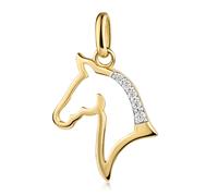 Kettenanhänger FIRETTI "Schmuck Geschenk Gold 333 Halsschmuck Anhänger Pferd", gelbgoldfarben, weißgoldfarben, kristallweiß, kristallweiß, Schmuckanhänger, Damen, Gelbgold 333, 0,68 g, Kettenanhänger,