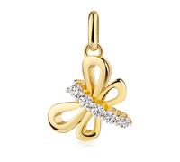 Kettenanhänger FIRETTI "Schmuck Geschenk Gold 333 Halsschmuck Anhänger Schmetterling", gelbgoldfarben, weißgoldfarben, kristallweiß, kristallweiß, Schmuckanhänger, Damen, Gelbgold 333, 1,43 g, Kettena