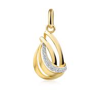 Kettenanhänger FIRETTI "Schmuck Geschenk Gold 333 Halsschmuck Anhänger Welle bicolor", gelbgoldfarben, weißgoldfarben, kristallweiß, kristallweiß, Schmuckanhänger, Damen, Gelbgold 333, 0,81 g, Kettena