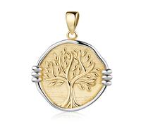 Kettenanhänger FIRETTI "Schmuck Geschenk Gold 375 Halsschmuck Anhänger Baum des Lebens bicolor", gelbgoldfarben, weißgoldfarben, Schmuckanhänger, Damen, Gelbgold 375, 2,4 g, Kettenanhänger (10726311-0