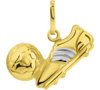 Kettenanhänger FIRETTI "Schmuck Geschenk Gold 375 Halsschmuck Anhänger Fußall mit Schuh", gold (gelbgoldfarben, weißgoldfarben), Schmuckanhänger, Damen, Gelbgold 375, 0,63 g, Kettenanhänger (37826924-