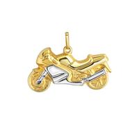 Kettenanhänger FIRETTI "Schmuck Geschenk Gold 375 Halsschmuck Anhänger Halskette Motorrad", gold (gelbgoldfarben, weißgoldfarben), Schmuckanhänger, Herren, Gelbgold 375, 1,16 g, Kettenanhänger (400940