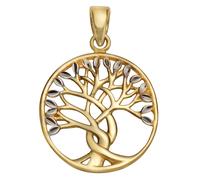 Kettenanhänger FIRETTI "Schmuck Geschenk Gold 375 Halsschmuck Anhänger Lebensbaum", gold (goldfarben, silberfarben), Schmuckanhänger, Damen, Gelbgold 375, 1,1 g, Kettenanhänger (46514520-0) goldfarben