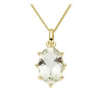 Kettenanhänger FIRETTI "Schmuck Geschenk Gold 375 Halsschmuck Anhänger Oval", gold (gelbgoldfarben, grün, grün), Schmuckanhänger, Damen, Gelbgold 375, 1,6 g, Kettenanhänger, mit Amethyst (26721647-0)