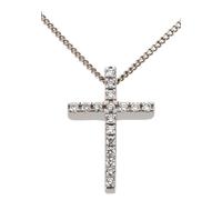 Kettenanhänger FIRETTI "Schmuck Geschenk Gold 585 Halsschmuck Anhänger für Halskette Kreuz", weiß (weißgoldfarben, weiß, wweiß), Schmuckanhänger, Damen, 0,1 P2 = erkennbare Einschlüsse, Diamanten Weiß