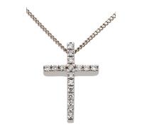 Kettenanhänger FIRETTI "Schmuck Geschenk Gold 585 Halsschmuck Anhänger für Halskette Kreuz", weiß (weißgoldfarben, weiß, wweiß), Schmuckanhänger, Damen, 0,1 P2 = erkennbare Einschlüsse, Diamanten Weiß