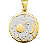 Kettenanhänger FIRETTI "Schmuck Geschenk Gold 585 Halsschmuck Himmel Sonne Mond Sterne", silber (gelbgoldfarben, silberfarben), Schmuckanhänger, Damen, Gelbgold 585, 1,34 g, Kettenanhänger (18063519-0